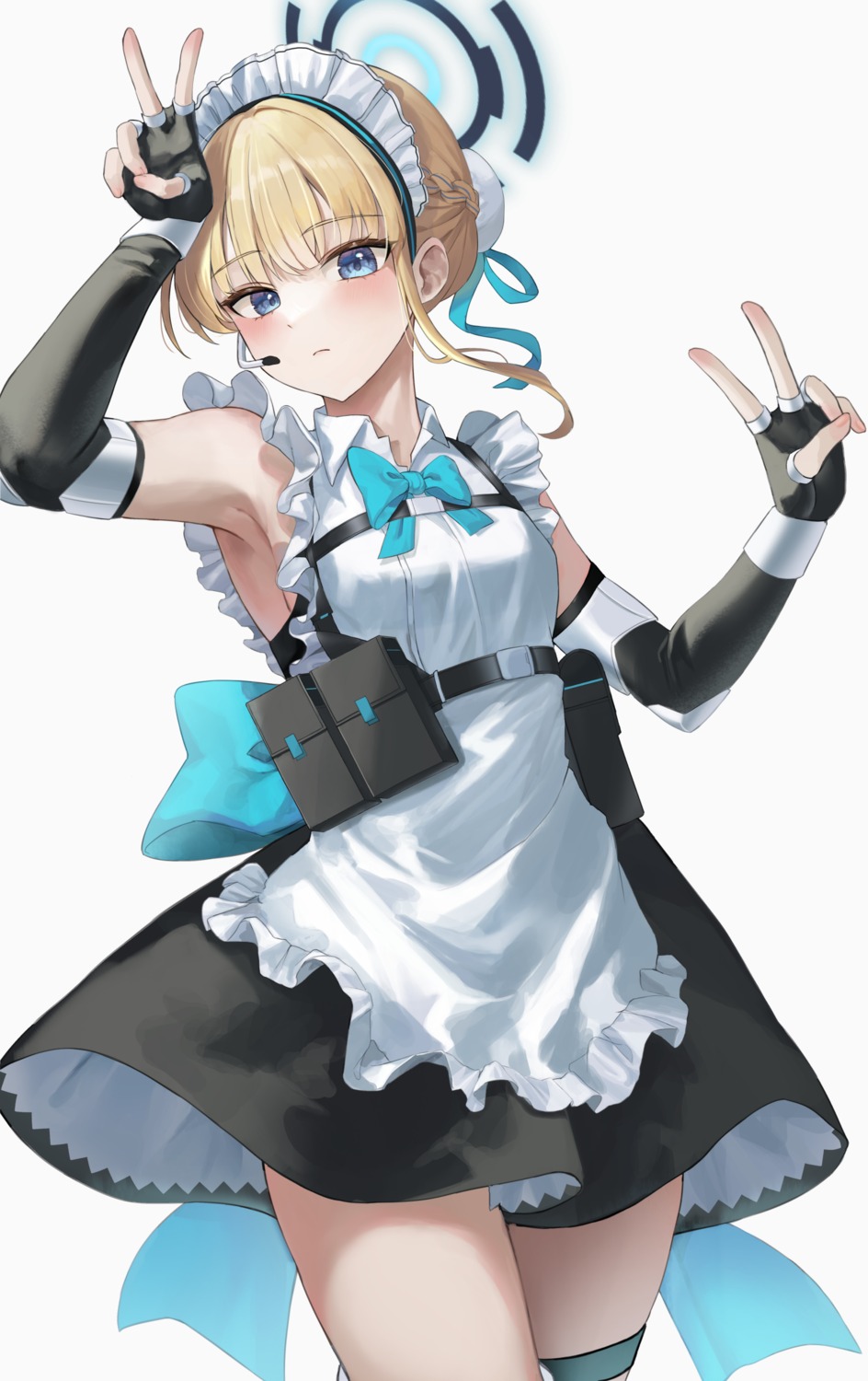 asuma_toki blue_archive chie_(user_snfh8333) garter halo maid