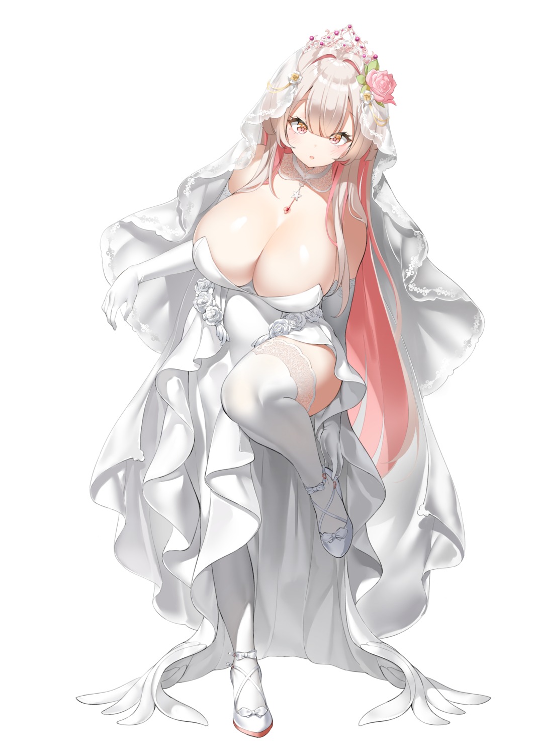 dress keibeam no_bra thighhighs wedding_dress yoo_chae-eun