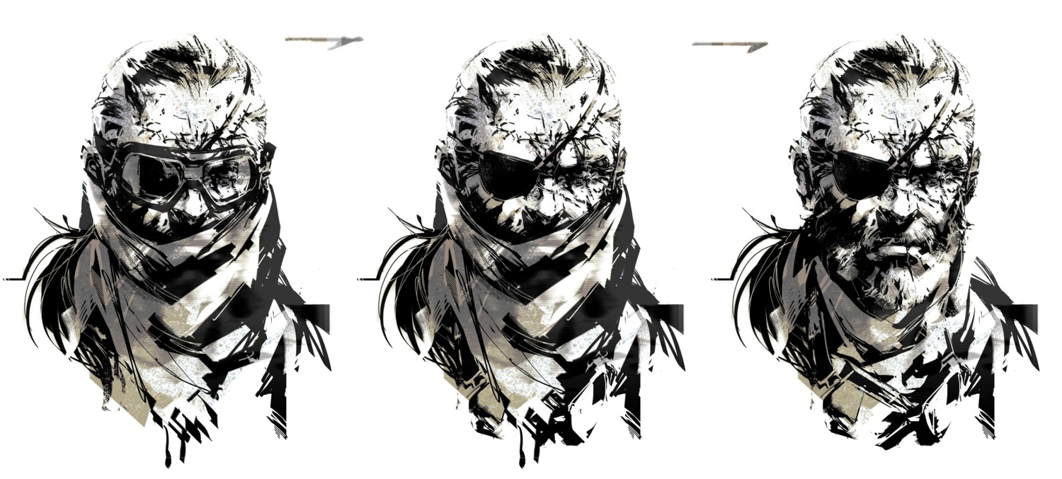 eyepatch male metal_gear_solid metal_gear_solid_v:_the_phantom_pain monochrome