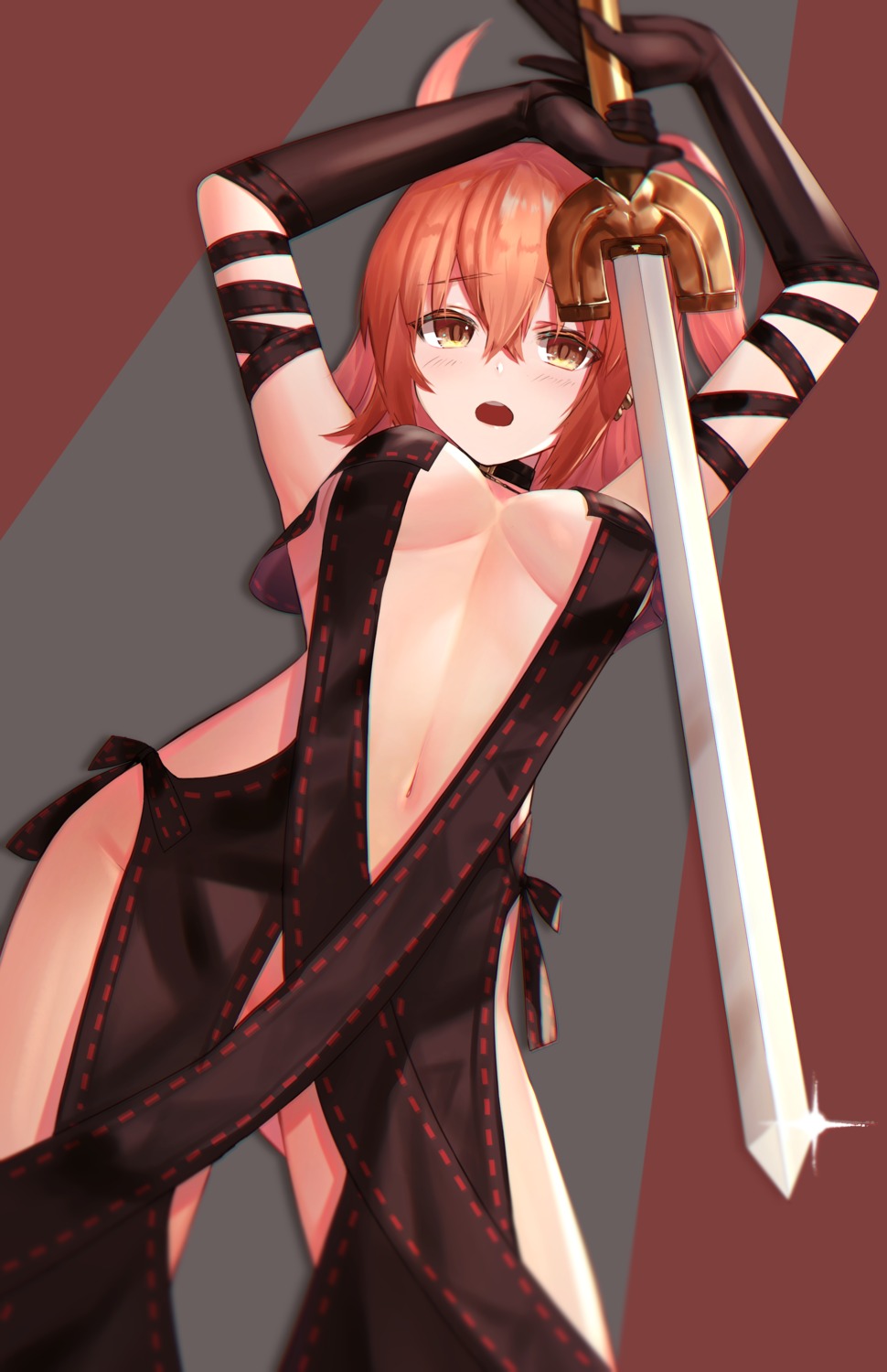 dolce_(dolsuke) fate/grand_order fujimaru_ritsuka_(female) no_bra nopan sword