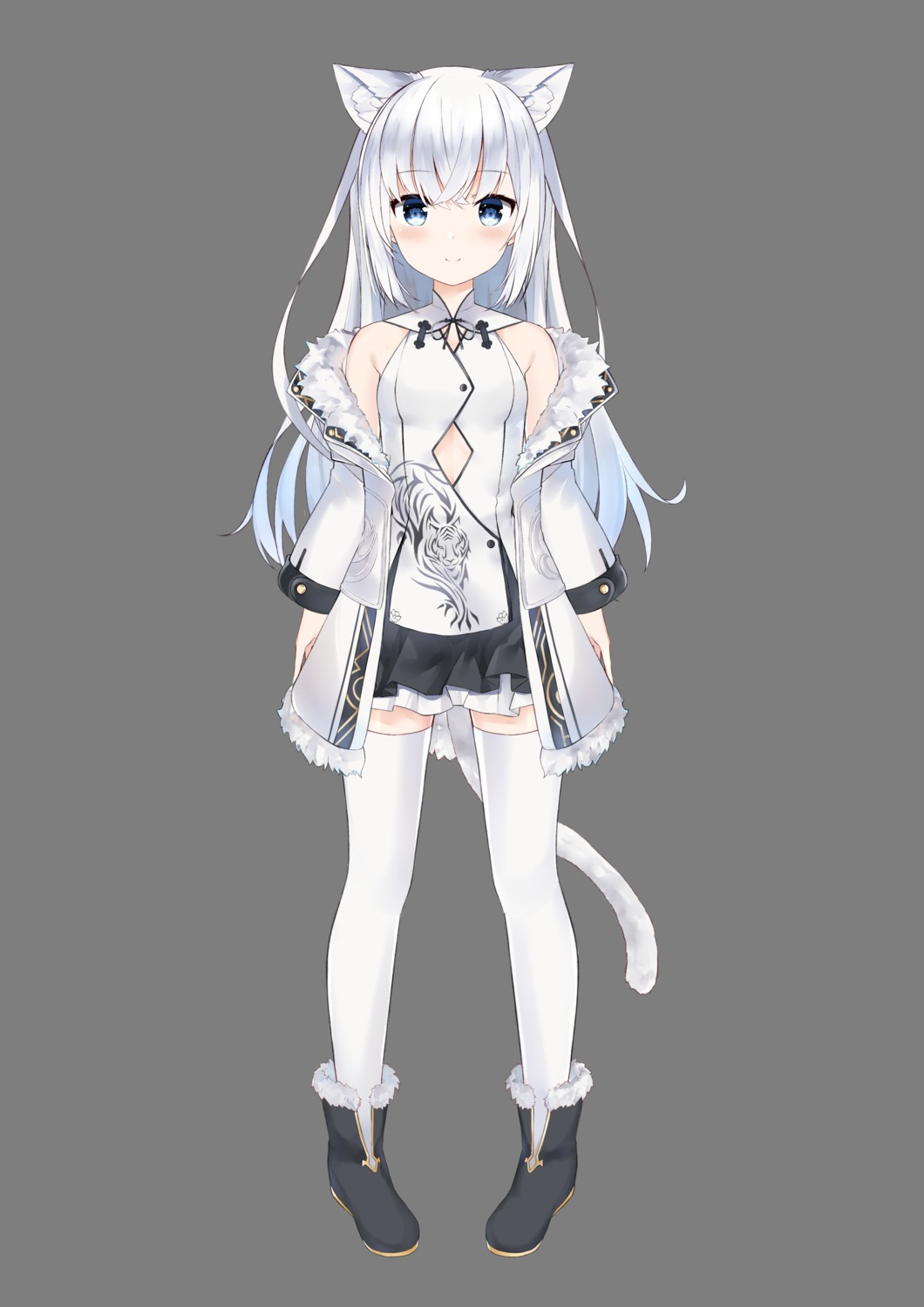 animal_ears asian_clothes fuyuki030 nekomimi tail thighhighs transparent_png