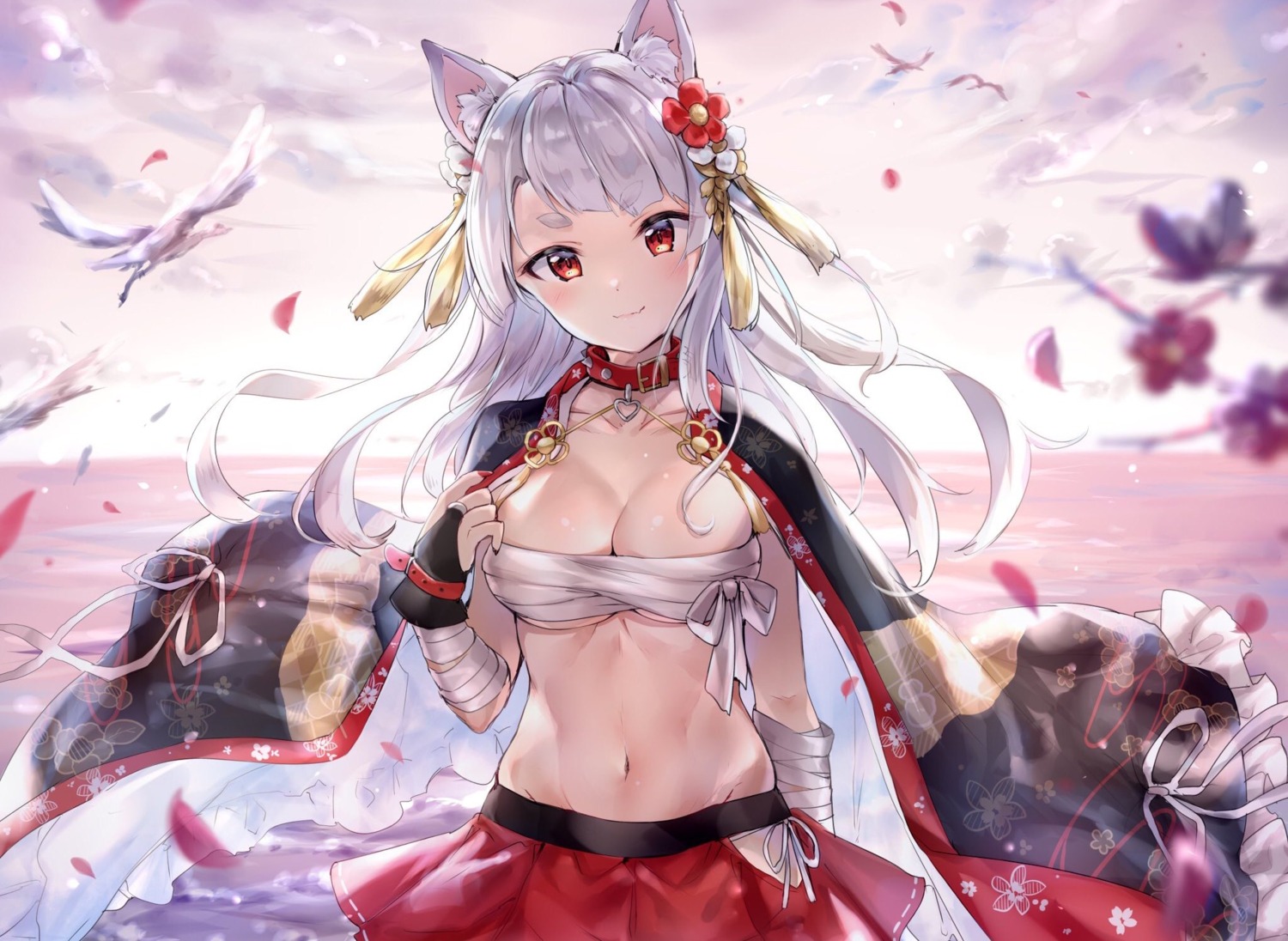 animal_ears azur_lane bandages cleavage sarashi takeya_y0615 underboob yuudachi_(azur_lane)