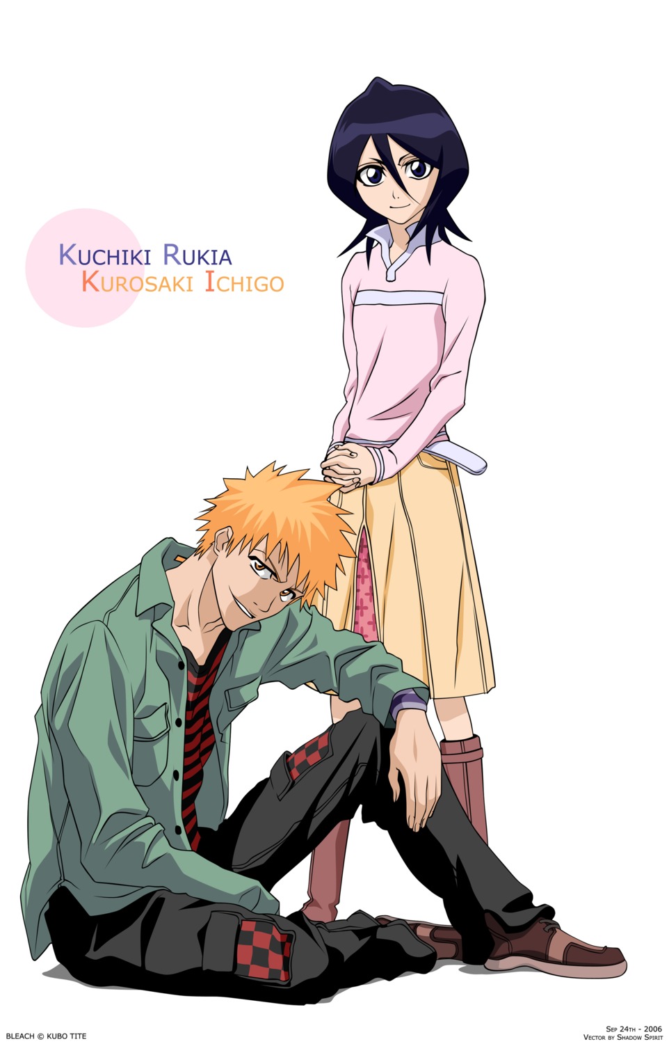 bleach kuchiki_rukia kurosaki_ichigo vector_trace watermark