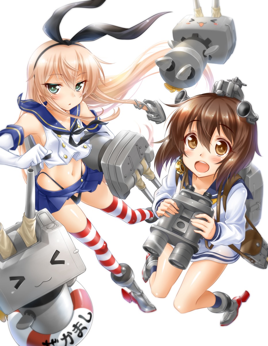 kantai_collection okitakung pantsu rensouhou-chan shimakaze_(kancolle) thighhighs yukikaze_(kancolle)