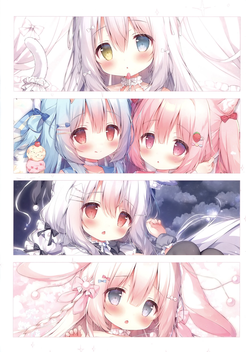 animal_ears bunny_ears heterochromia mochi_peach momozu_komamochi tail