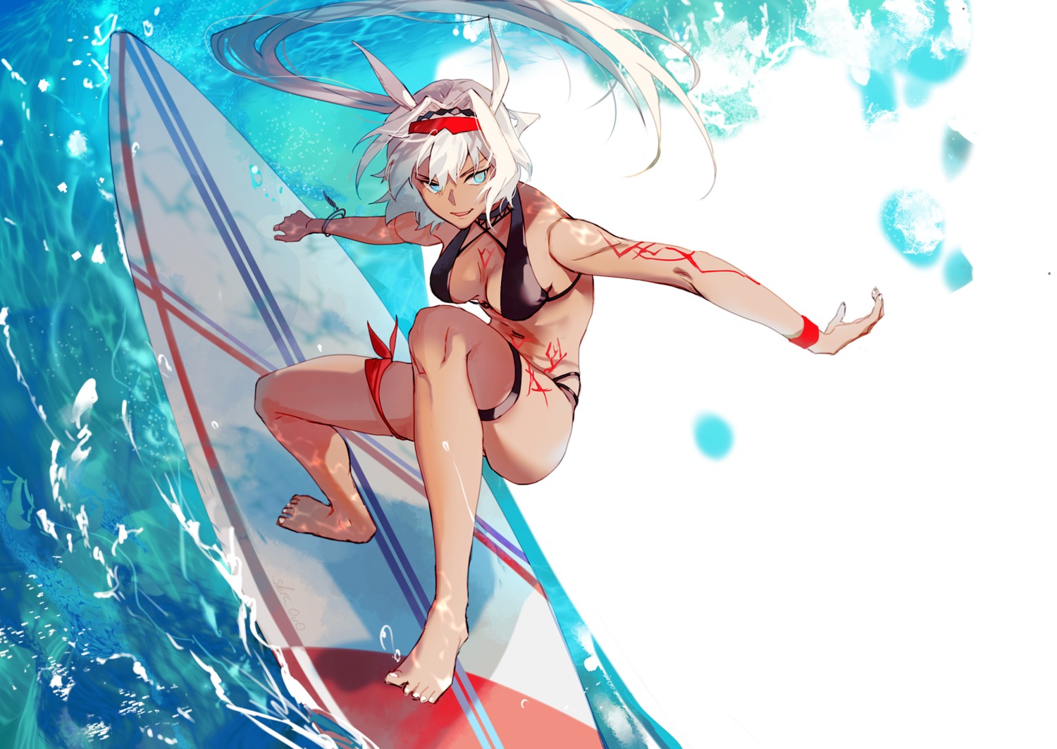 animal_ears bikini caenis_(fate/grand_order) fate/grand_order feet garter sakuramochi1003 swimsuits tattoo