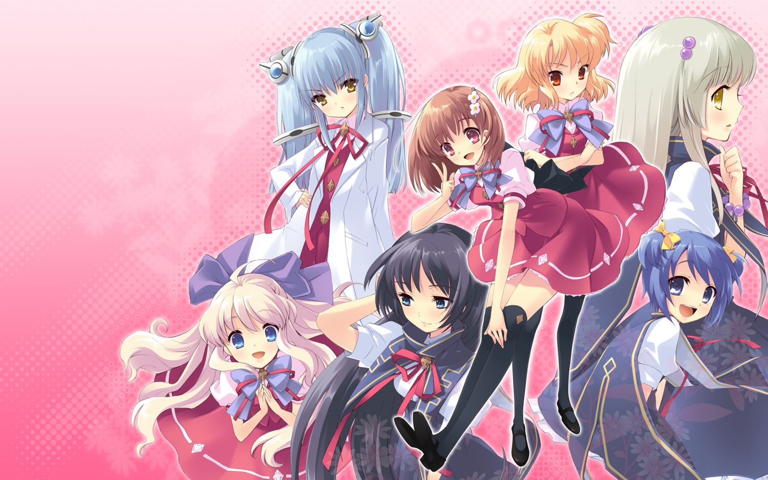 flyable_heart hayakawa_megumi inaba_yui ito_noizi kujou_kururi minase_sakurako seifuku shirasagi_mayuri sumeragi_amane thighhighs unisonshift wallpaper yukishiro_suzuno