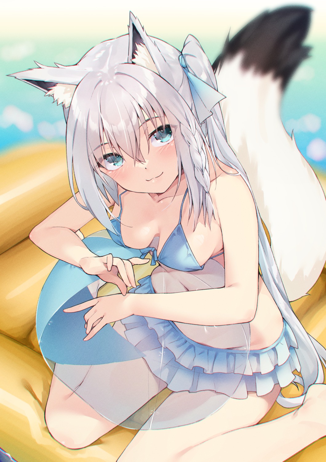 animal_ears bikini hololive hololive_gamers kitsune koubou_(cowbow_kun) shirakami_fubuki swimsuits tail