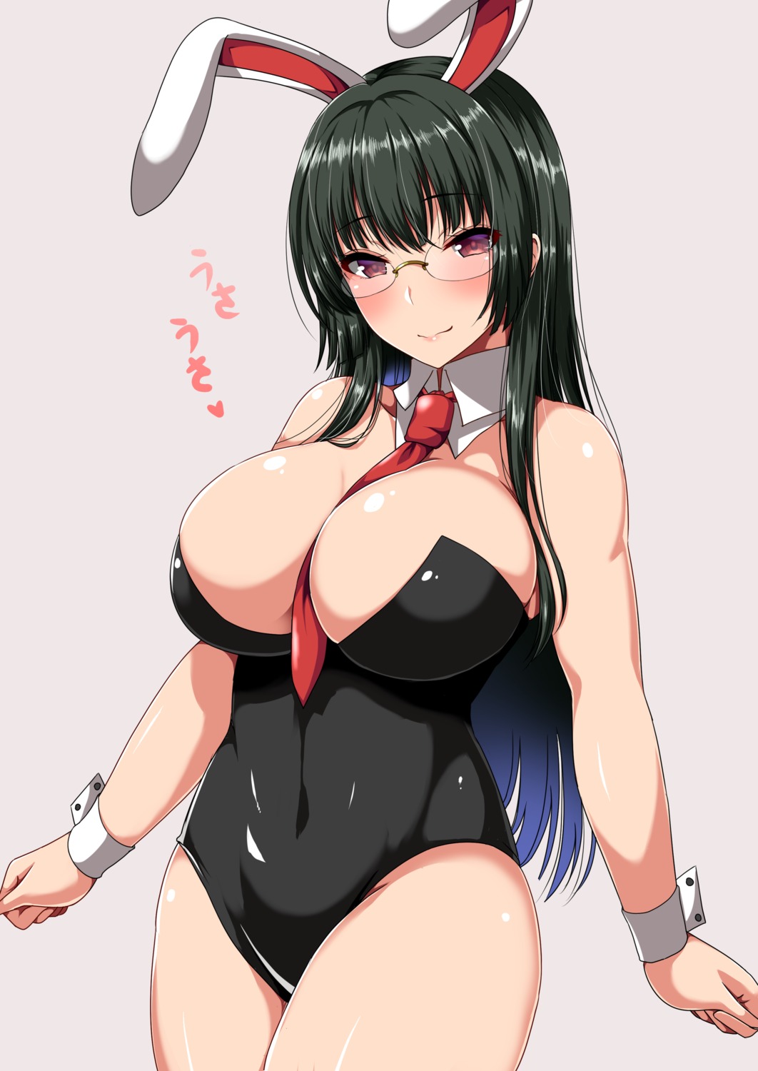 animal_ears ar_mess bunny_ears bunny_girl choukai_(kancolle) cleavage kantai_collection megane