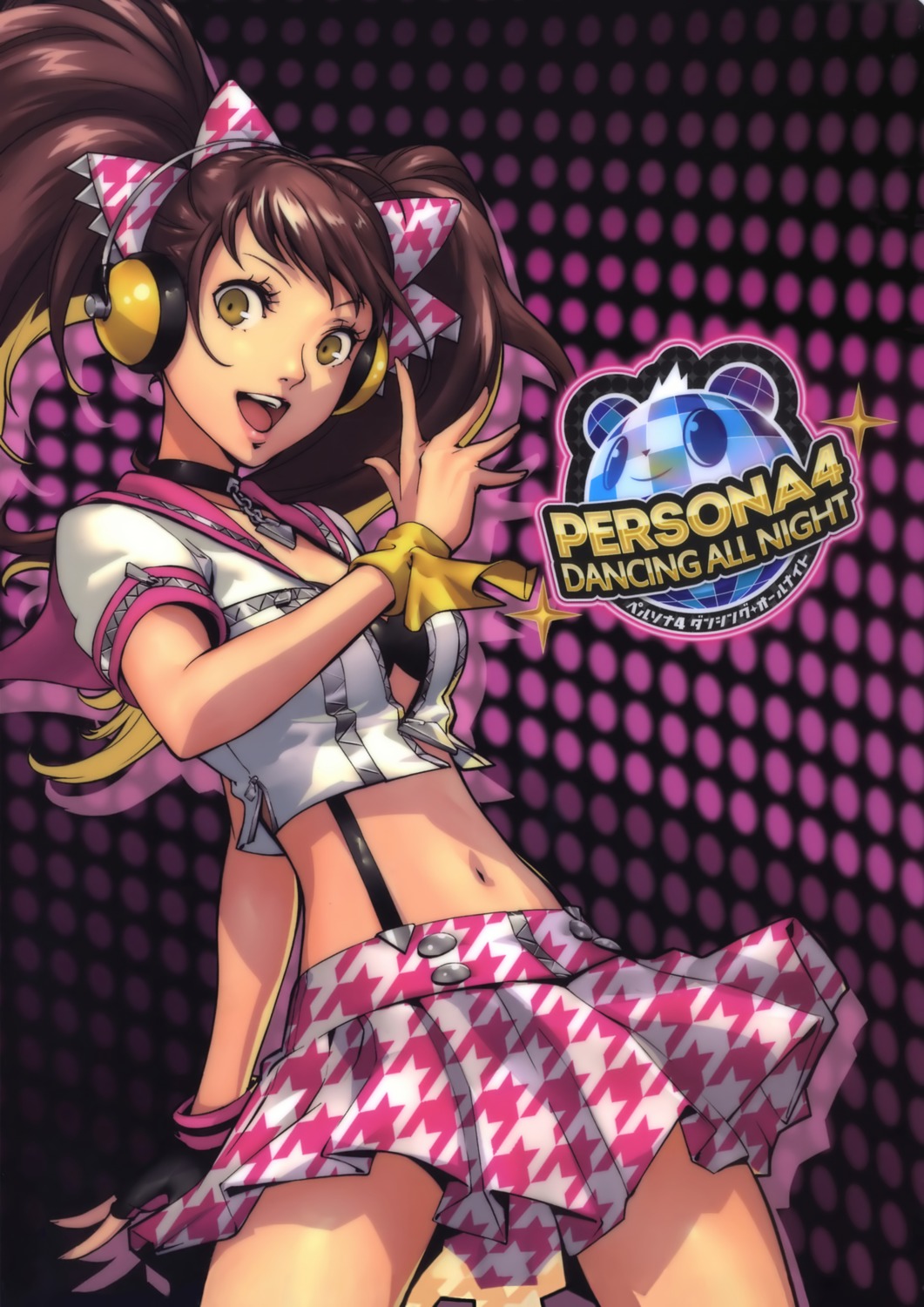 bikini_top headphones kujikawa_rise megaten open_shirt persona persona_4 persona_4:_dancing_all_night soejima_shigenori swimsuits