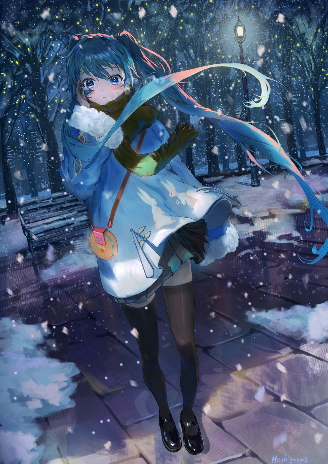 hatsune_miku hirooriginals seifuku skirt_lift thighhighs vocaloid