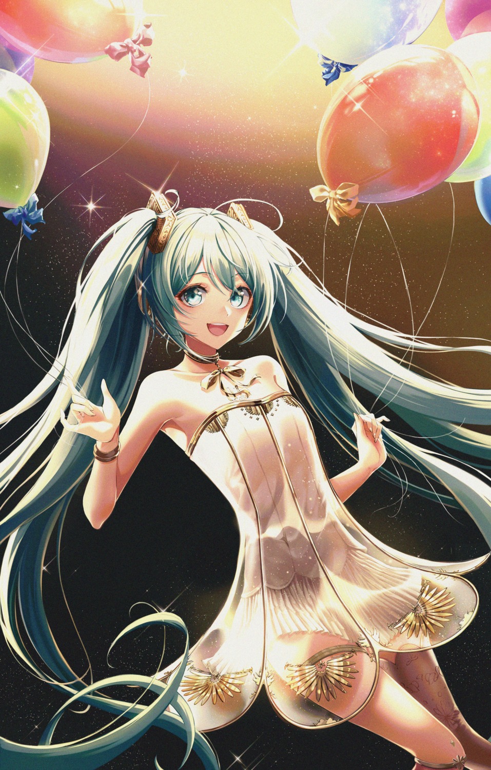 csc00014 dress garter gramophone_miku hatsune_miku hatsune_miku_symphony no_bra see_through thighhighs vocaloid