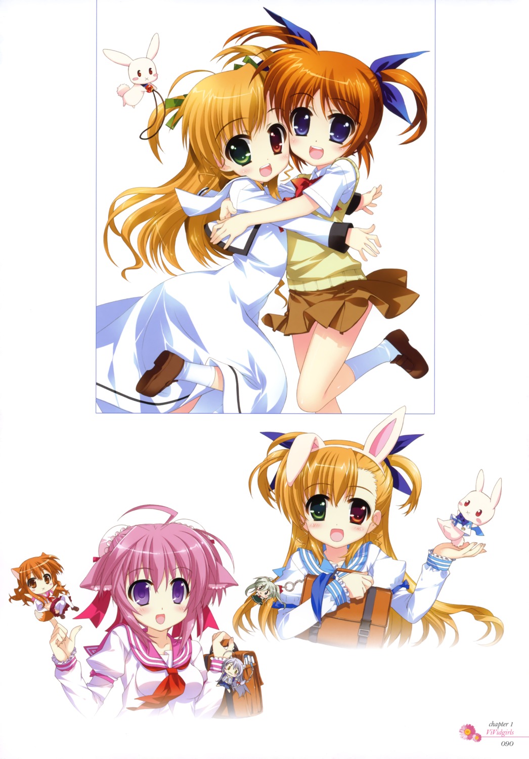 dog_days fate_testarossa fujima_takuya heterochromia leonmitchelli_galette_des_rois mahou_shoujo_lyrical_nanoha mahou_shoujo_lyrical_nanoha_vivid millhiore_f_biscotti ricotta_elmar sacred_heart seifuku takamachi_nanoha vivio