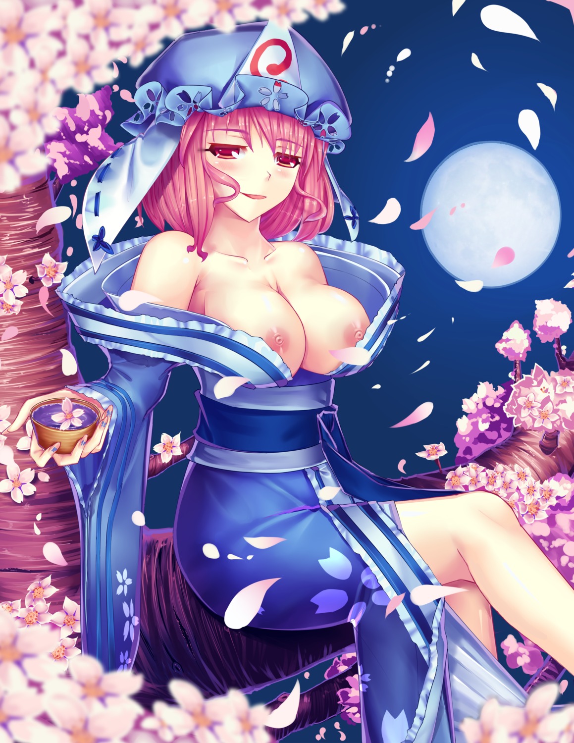 breasts nipples saigyouji_yuyuko touhou xiaoai