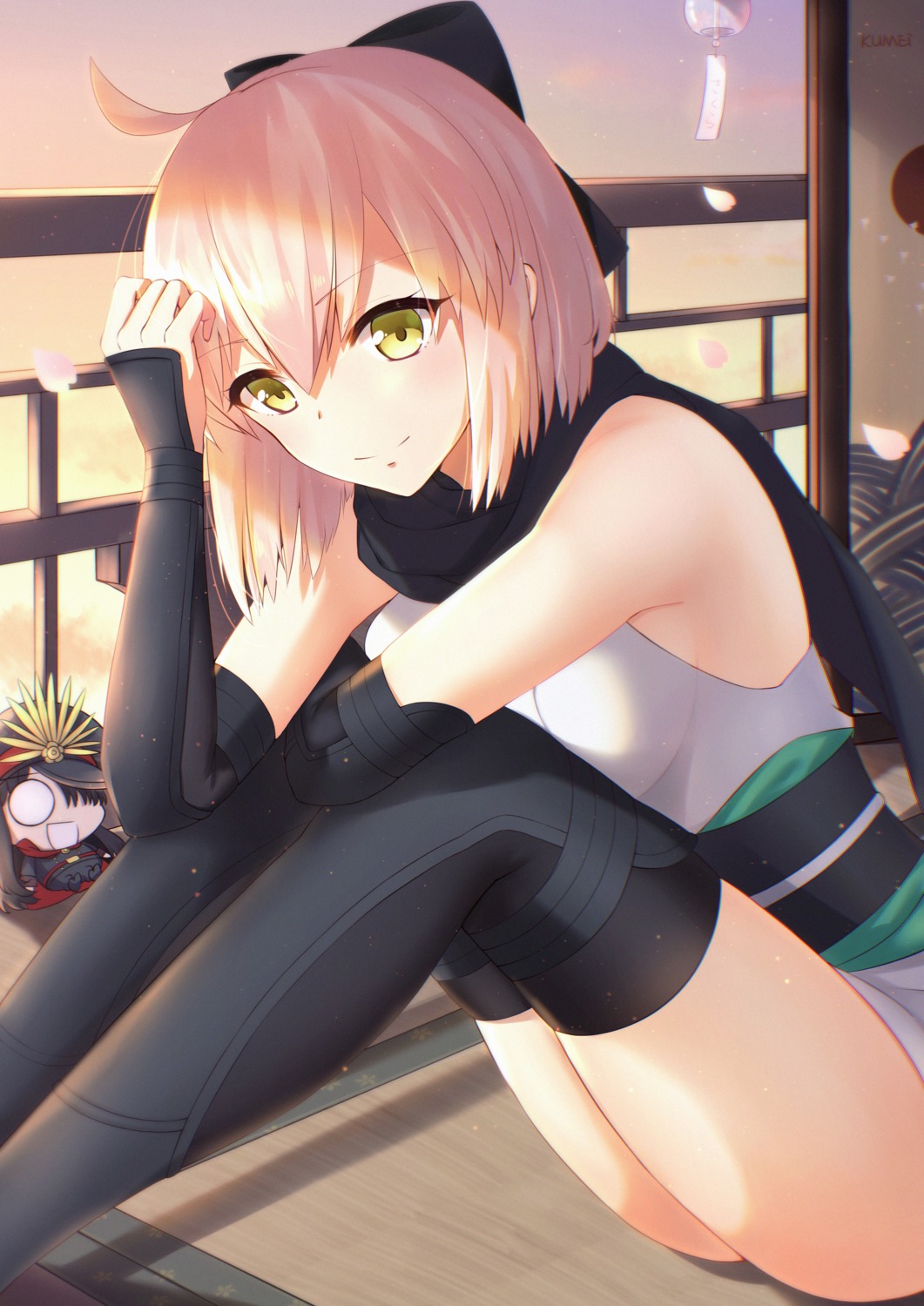 fate/grand_order japanese_clothes kumei okita_souji_(fate) thighhighs