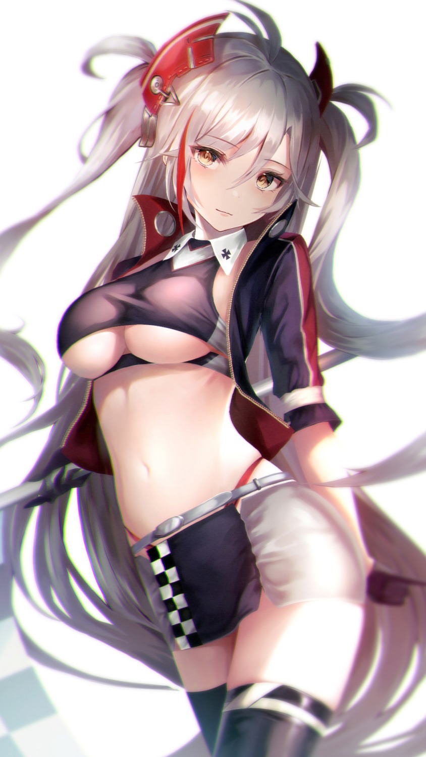 azur_lane no_bra prinz_eugen_(azur_lane) thighhighs underboob yk_(pixiv43531291)