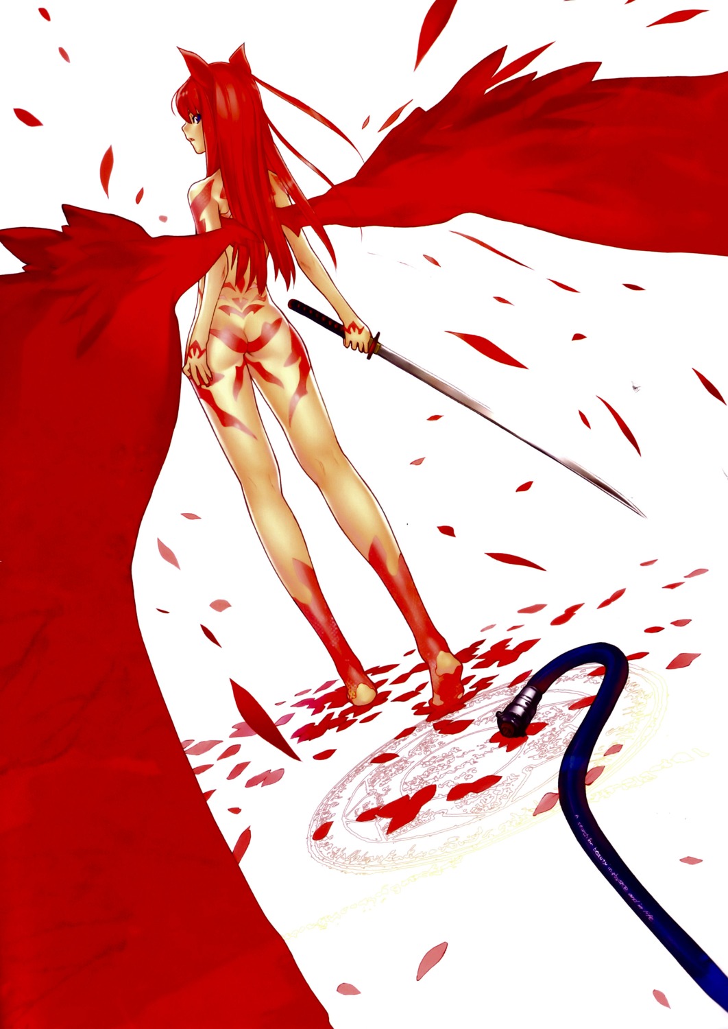 animal_ears hakua_ugetsu naked sword wings