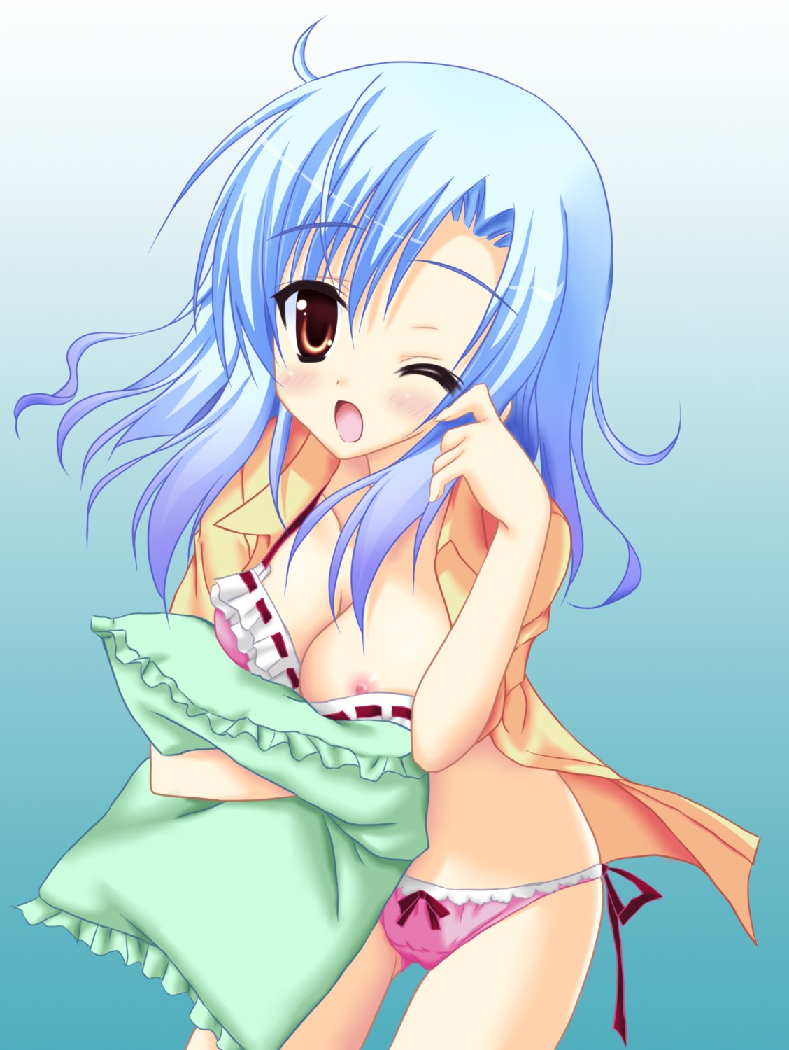 bra dress_shirt hontani_kanae natsu_yume_nagisa nipple_slip nipples oba_nene pantsu vector_trace