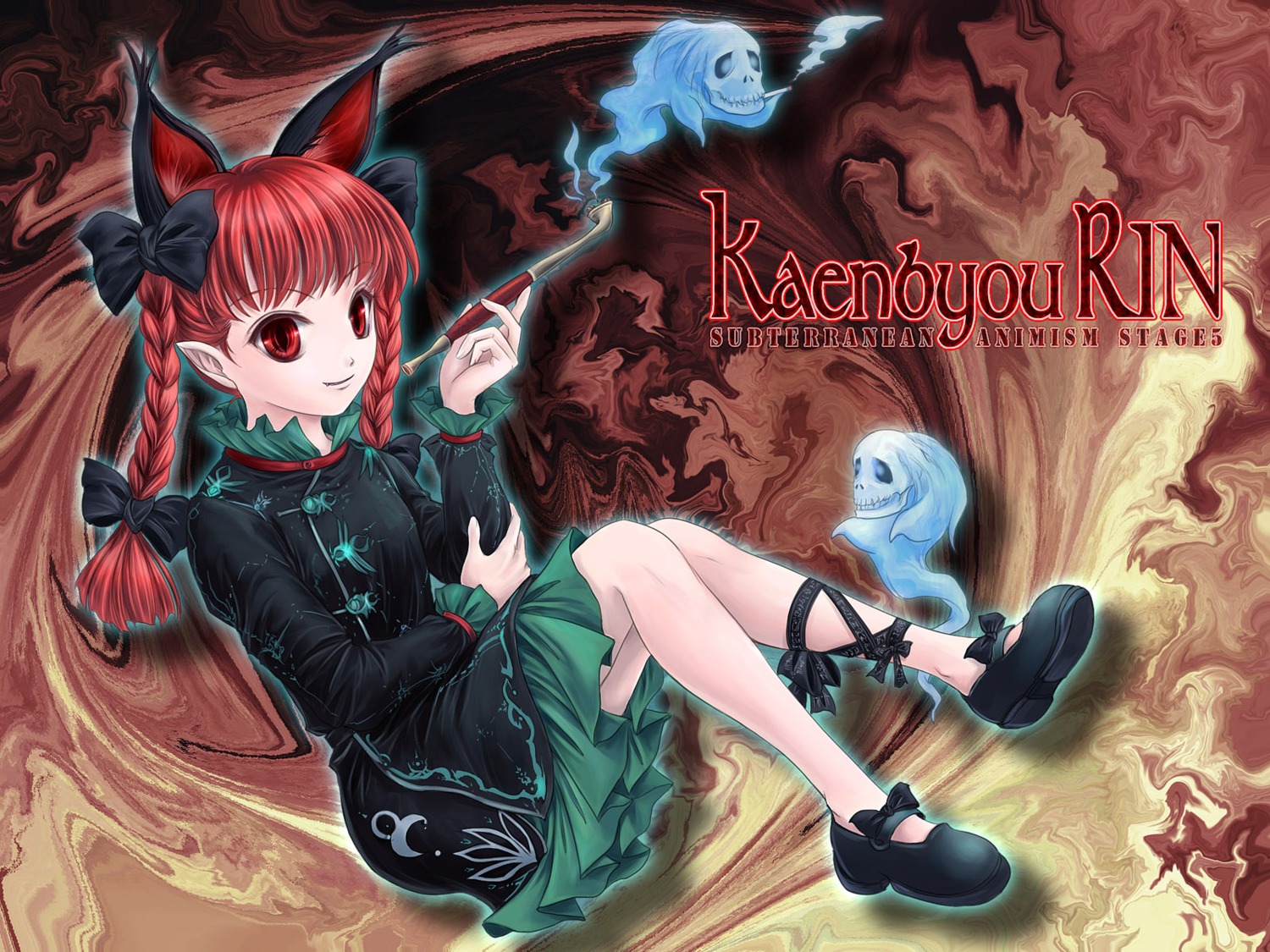 animal_ears kaenbyou_rin nekomimi touhou wallpaper yuki_shuuka