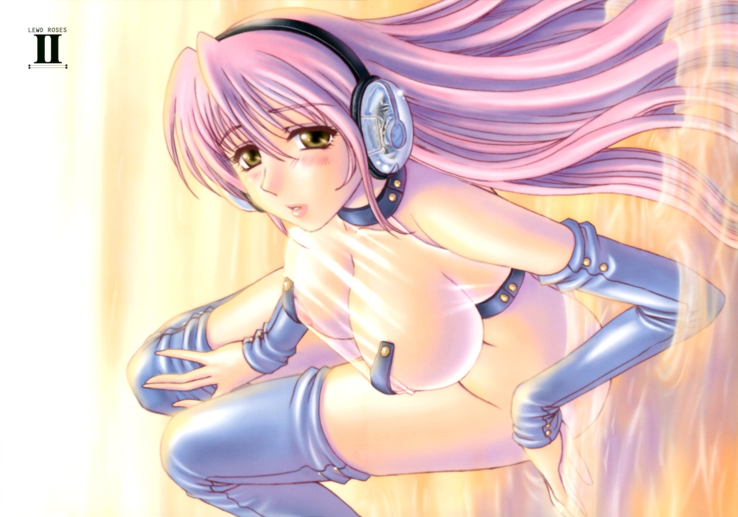 areola bottomless headphones kanesada_keishi pasties see_through thighhighs