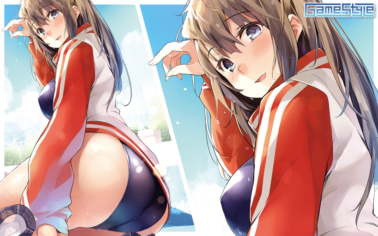 ass game-style kekemotsu school_swimsuit swimsuits wallpaper