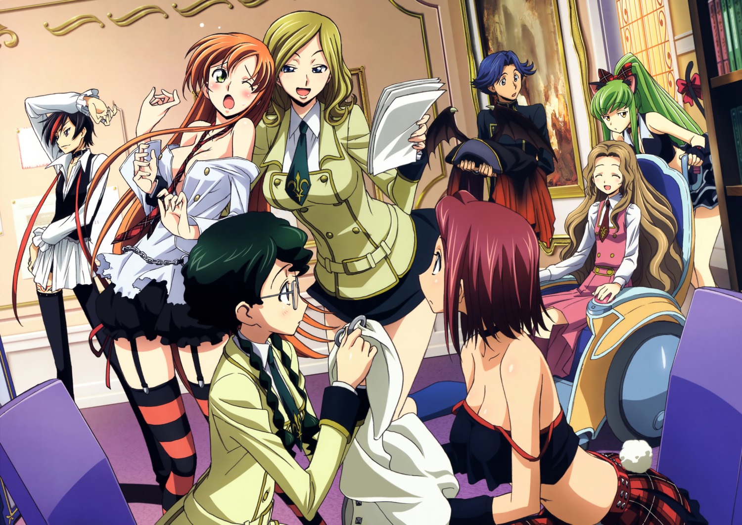 Kimura Takahiro Code Geass C C Kallen Stadtfeld Lelouch Lamperouge Milly Ashford Nina Einstein Nunnally Lamperouge Rivalz Cardemonde Shirley Fenette Cleavage Stockings Thighhighs Undressing 2638 Yande Re