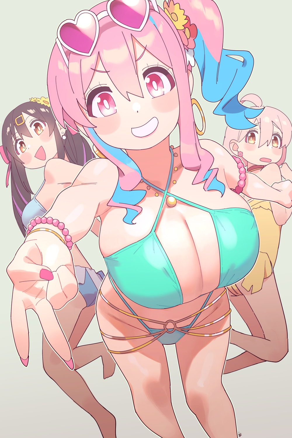 bikini genderswap hozuki_kaede megane onii-chan_wa_oshimai! oyama_mahiro oyama_mihari swimsuits ubo_(ubo_tales)