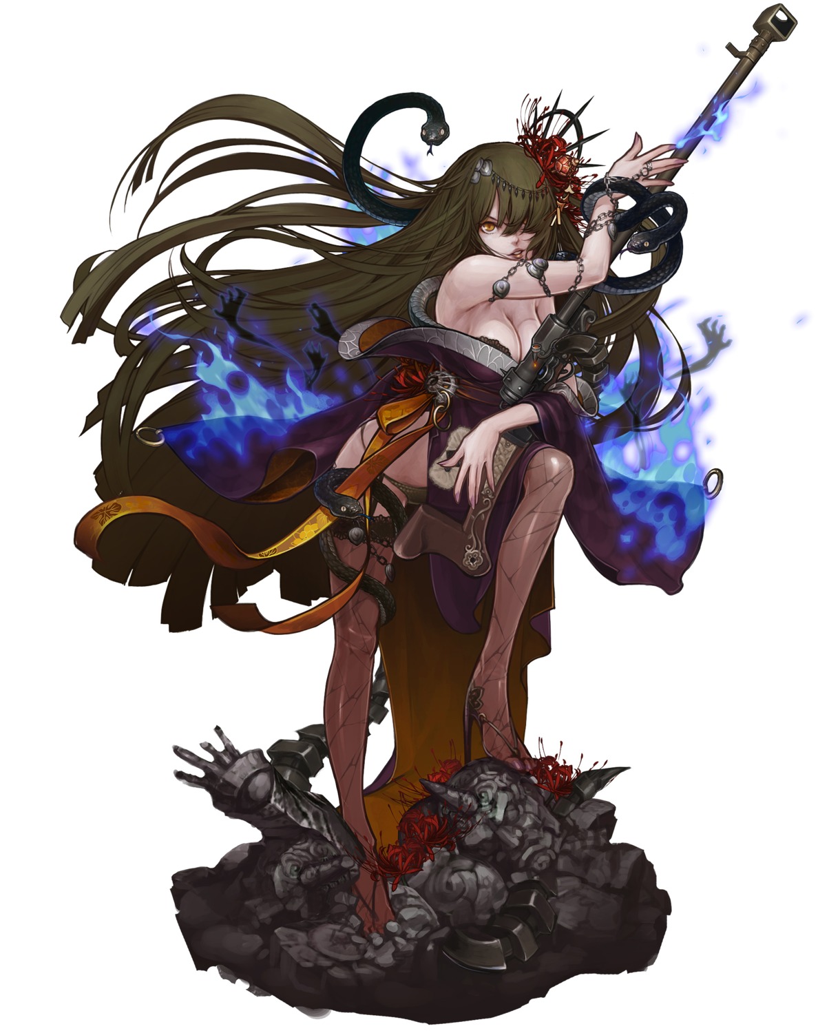 cleavage gun onimusha_soul pantsu tagme thighhighs