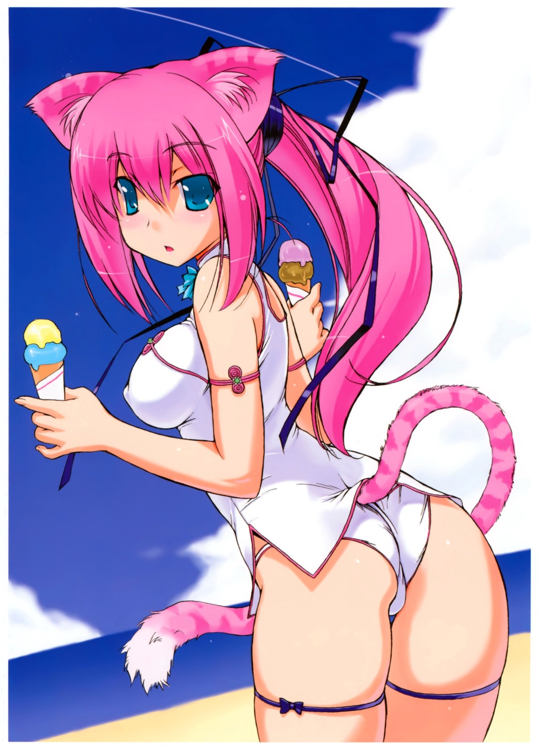 animal_ears ass chinadress erect_nipples garter inu nekomimi pantsu tail toranoana