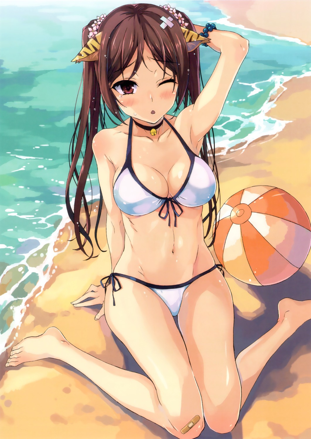 animal_ears bikini cleavage hibiki_hajime nekomimi swimsuits toranoana