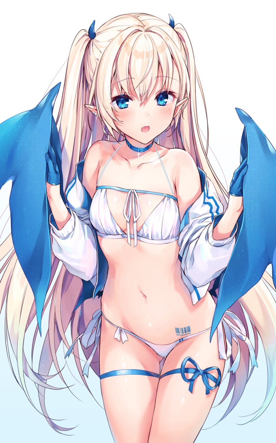 bikini garter horns komeshiro_kasu pointy_ears swimsuits tattoo wings