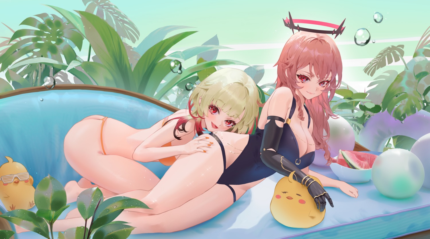 azur_lane bikini cirilla cleavage duca_degli_abruzzi_(azur_lane) giuseppe_garibaldi_(azur_lane) halo manjuu_(azur_lane) swimsuits thong