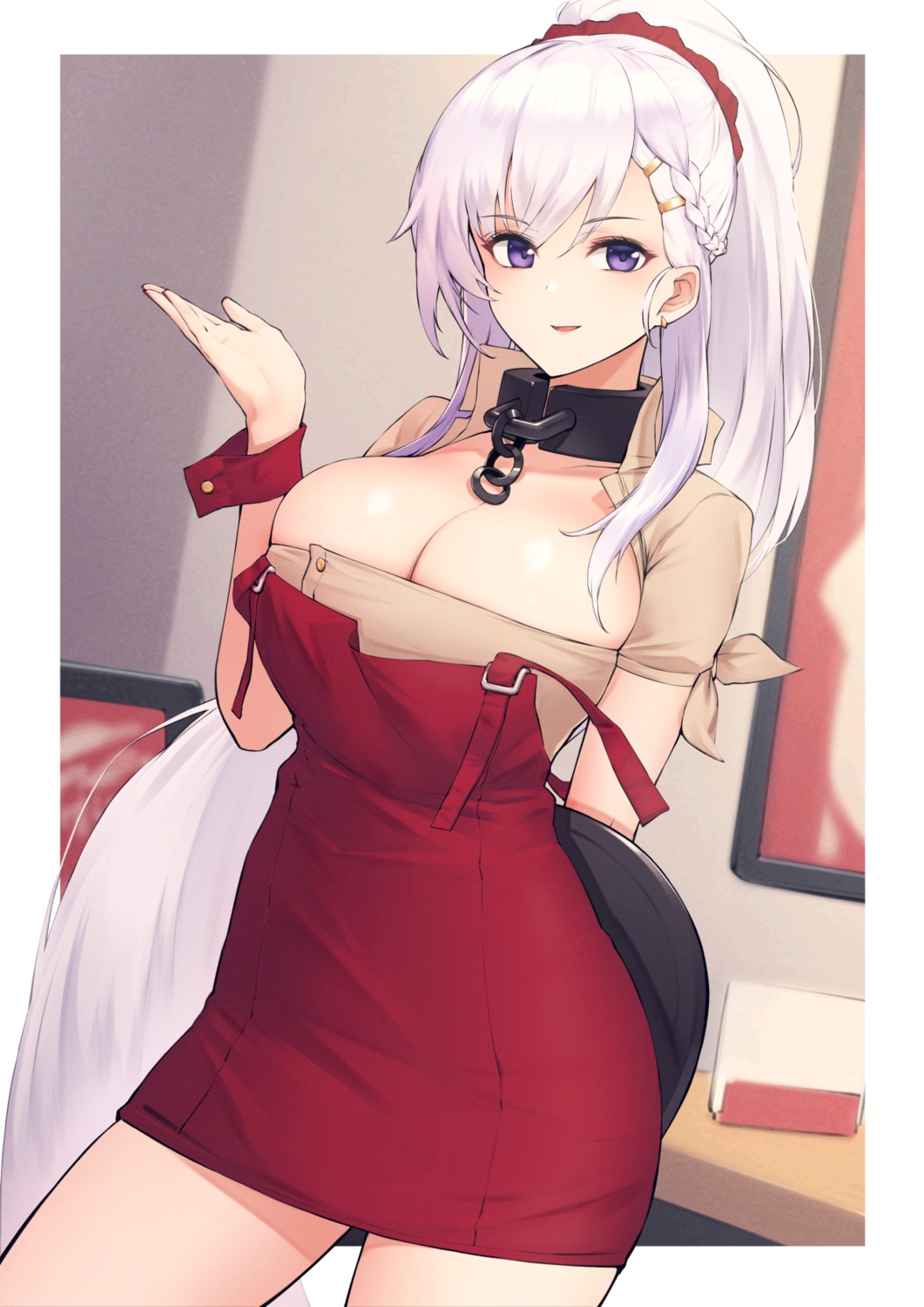 azur_lane belfast_(azur_lane) itaco no_bra waitress