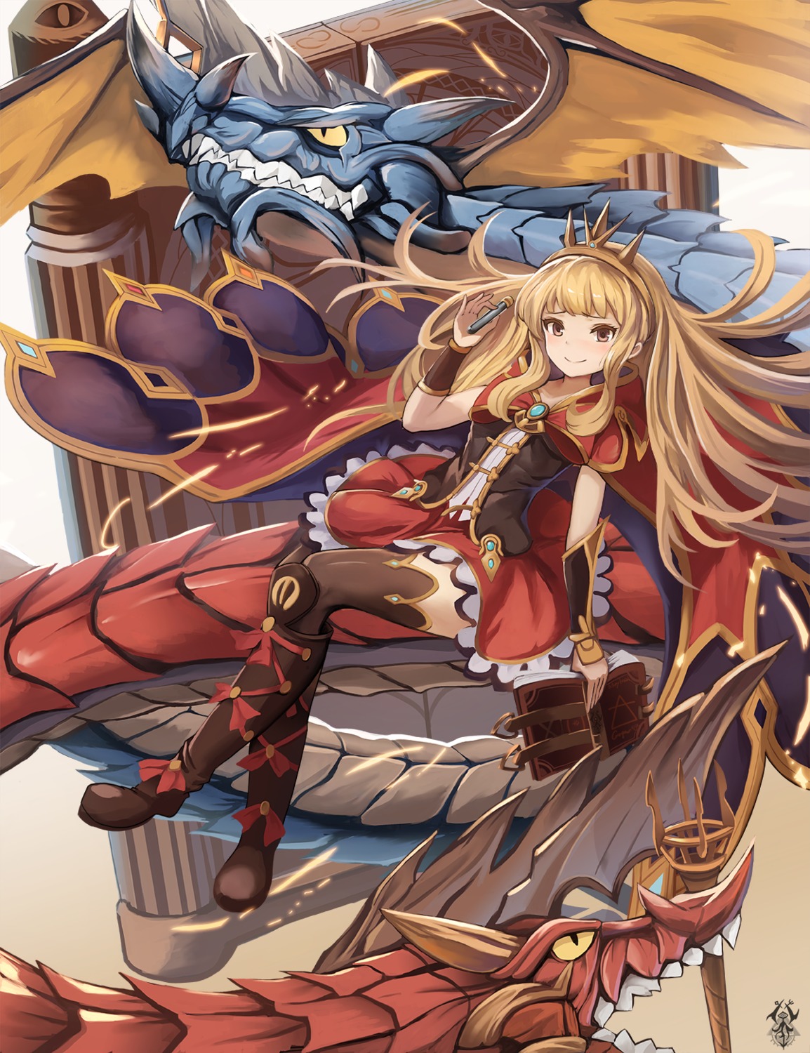 cagliostro_(granblue_fantasy) dress eruthika granblue_fantasy monster thighhighs