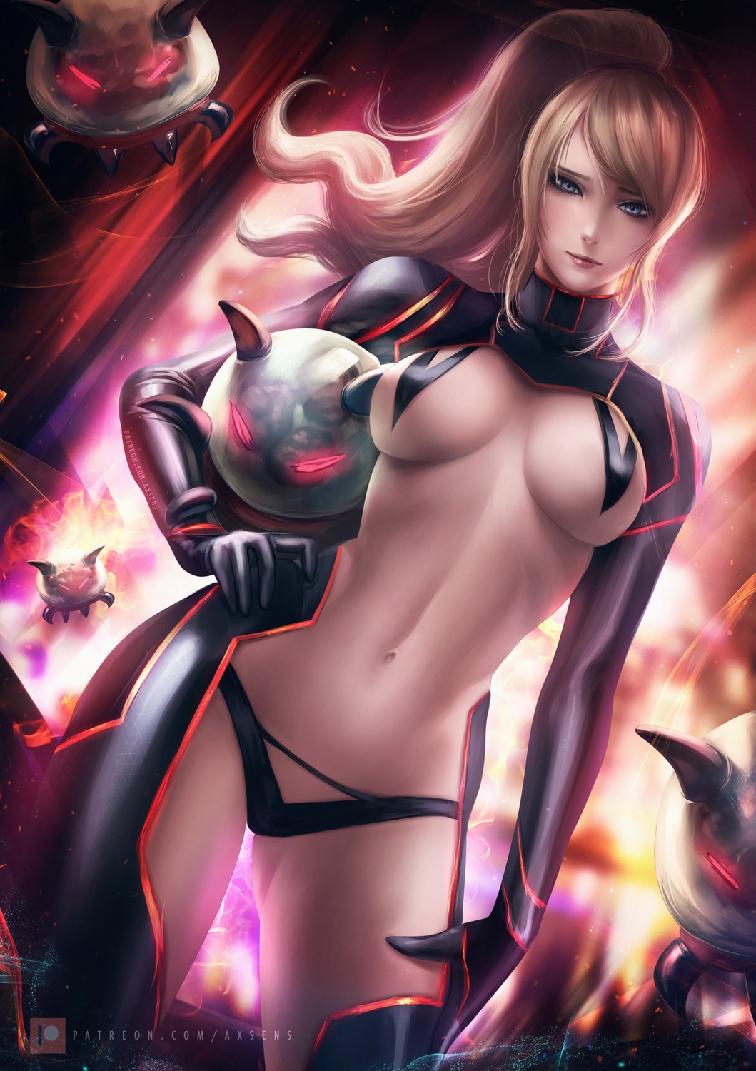 axsens bodysuit breasts metroid no_bra pantsu samus_aran