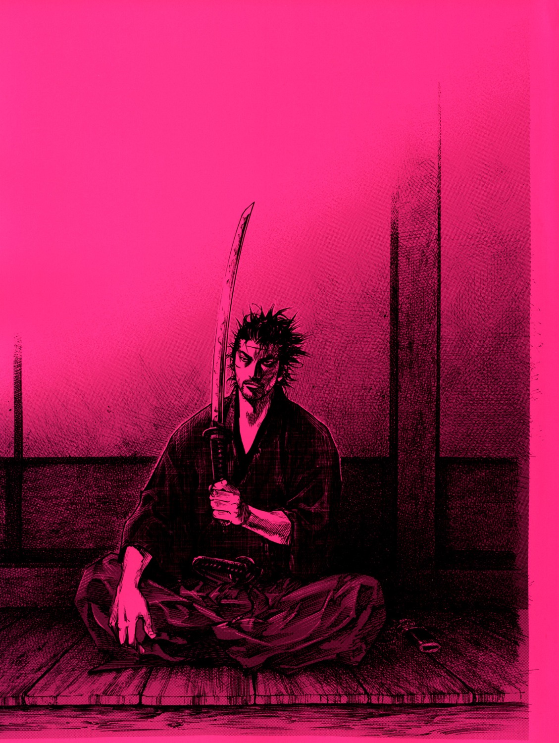 inoue_takehiko male monochrome musashi sword vagabond