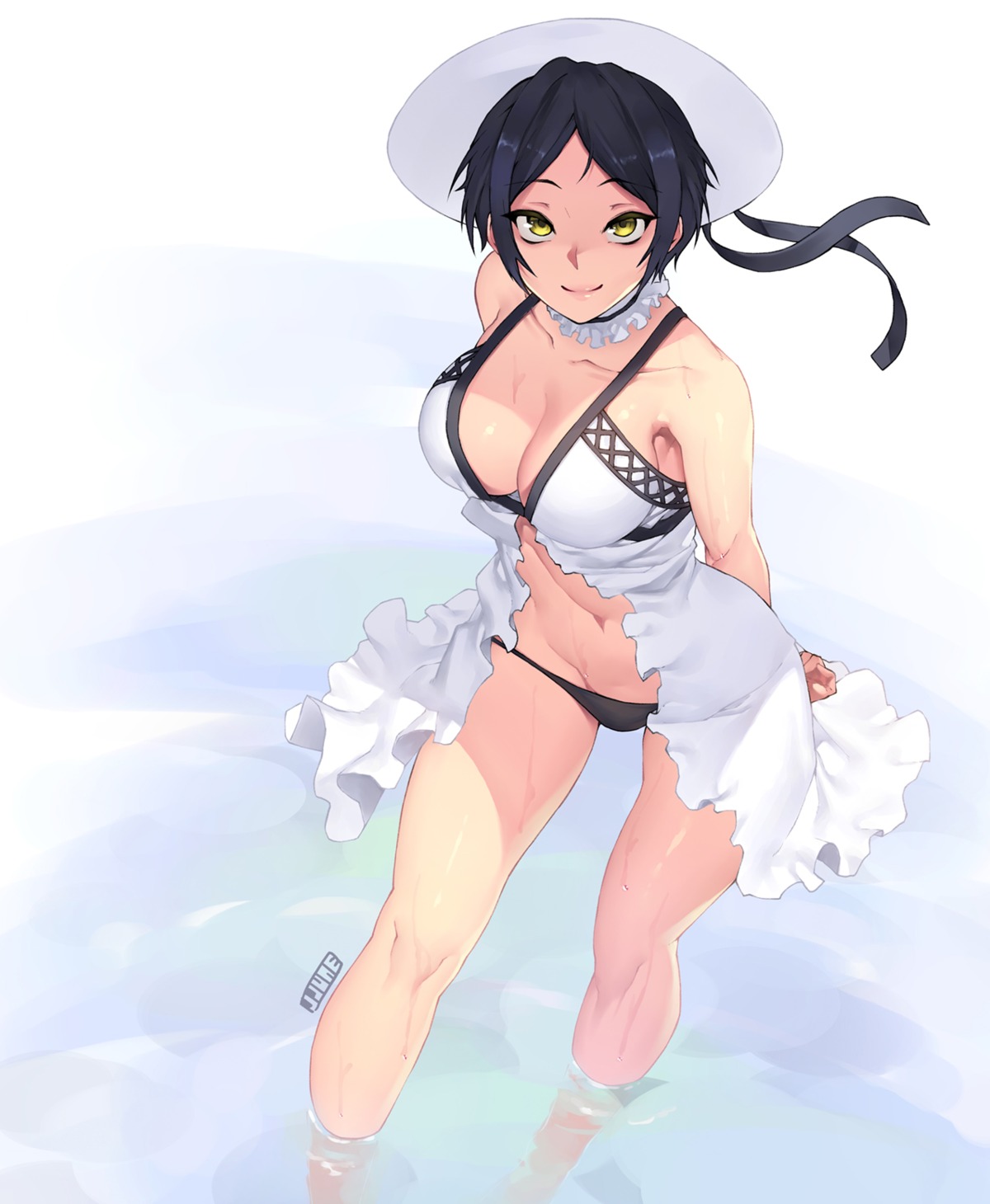 bikini cleavage dress hayami_kanade jjune swimsuits the_idolm@ster the_idolm@ster_cinderella_girls wet