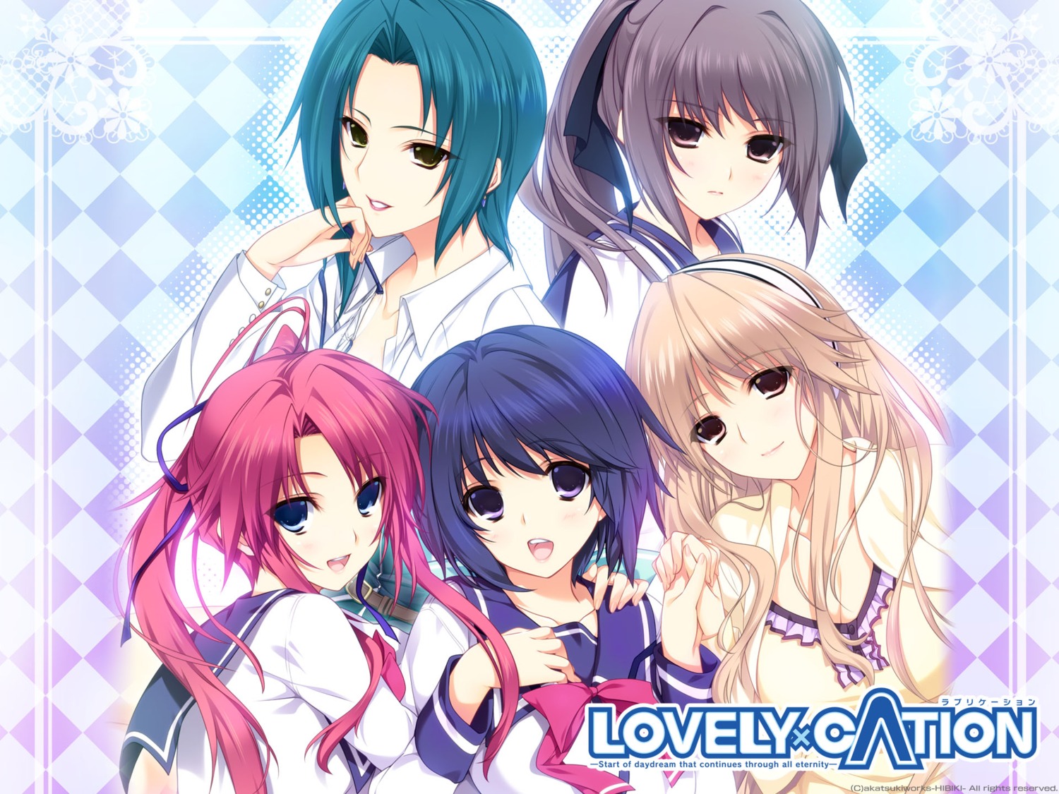 akatsuki-works amagase_yuuki iizuki_tasuku inubousaki_aya kurokawa_sera lovely_x_cation nanasawa_yuni seifuku tsukioka_misasa wallpaper