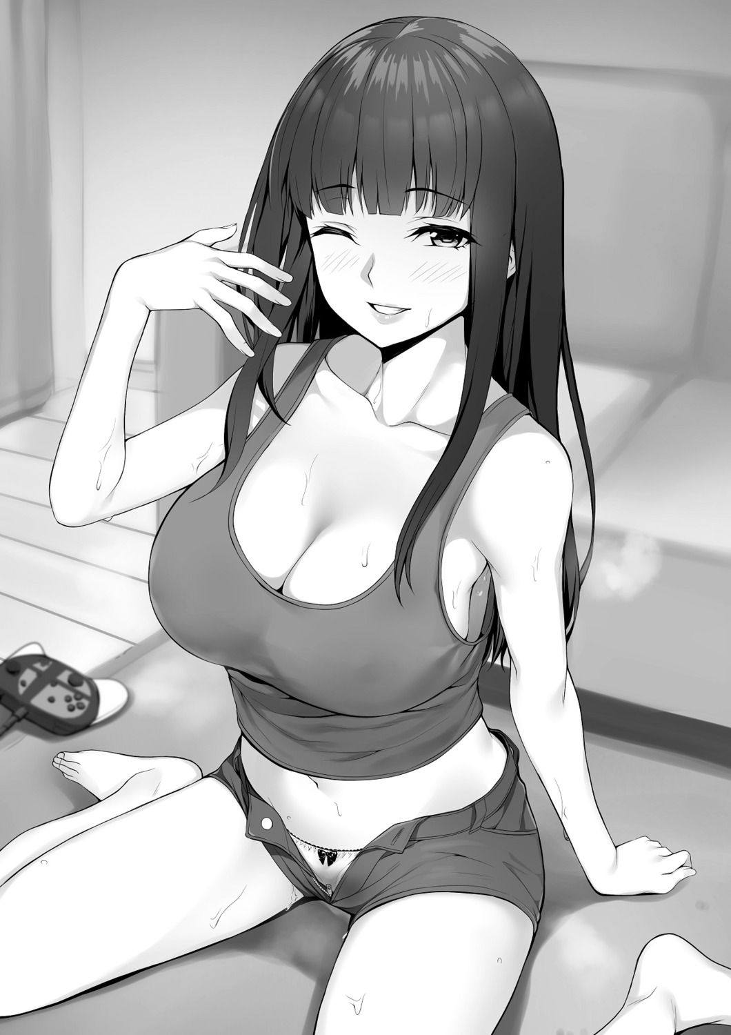 cleavage monochrome pantsu takoneru wet