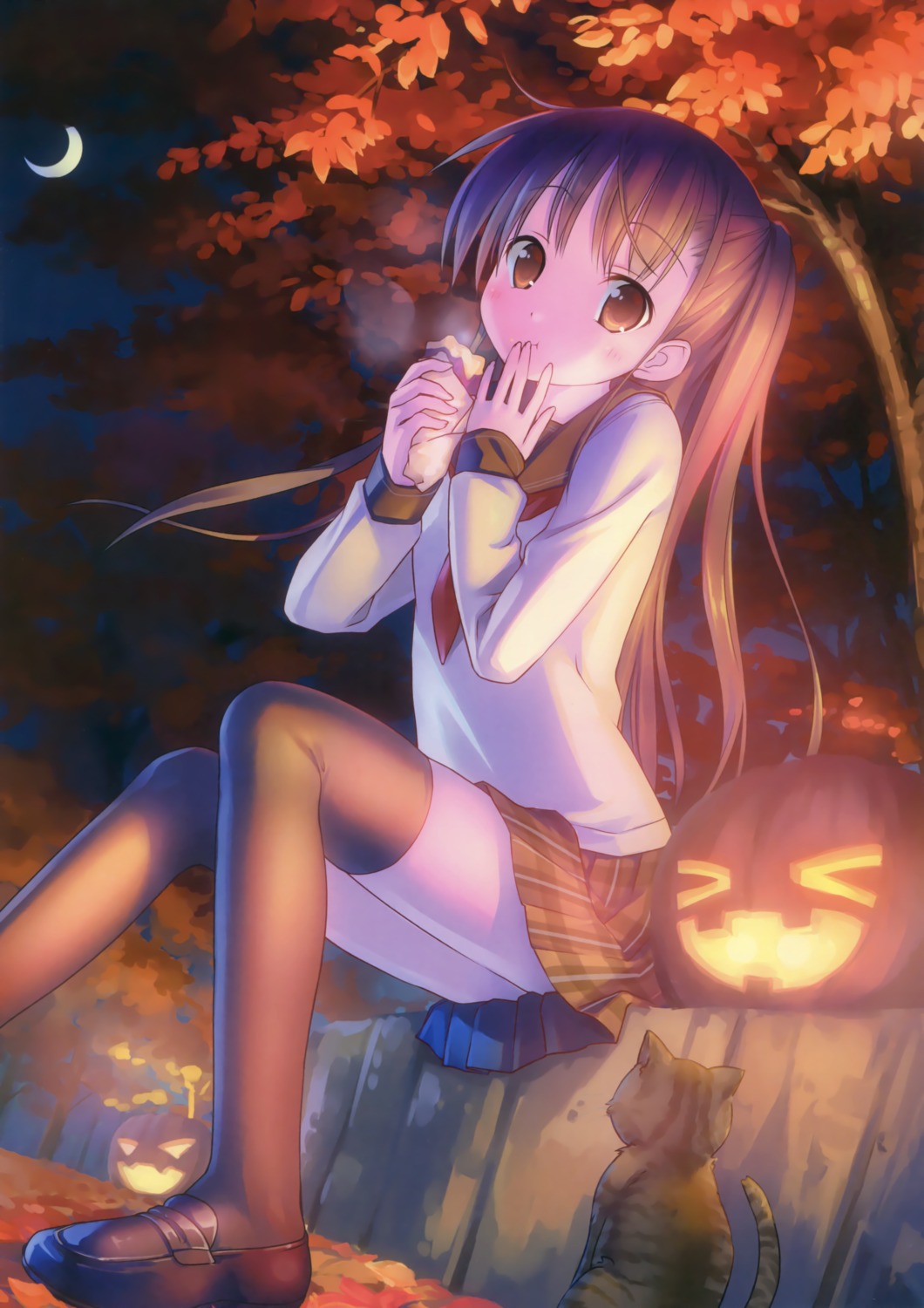 halloween kogemashita neko seifuku takoyaki thighhighs