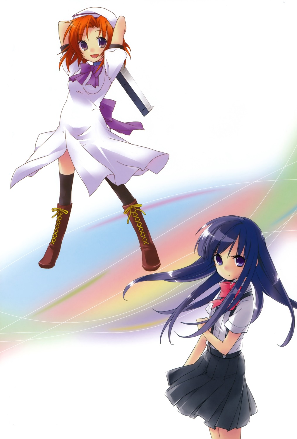 furude_rika higurashi_no_naku_koro_ni ito_noizi ryuuguu_rena seifuku thighhighs