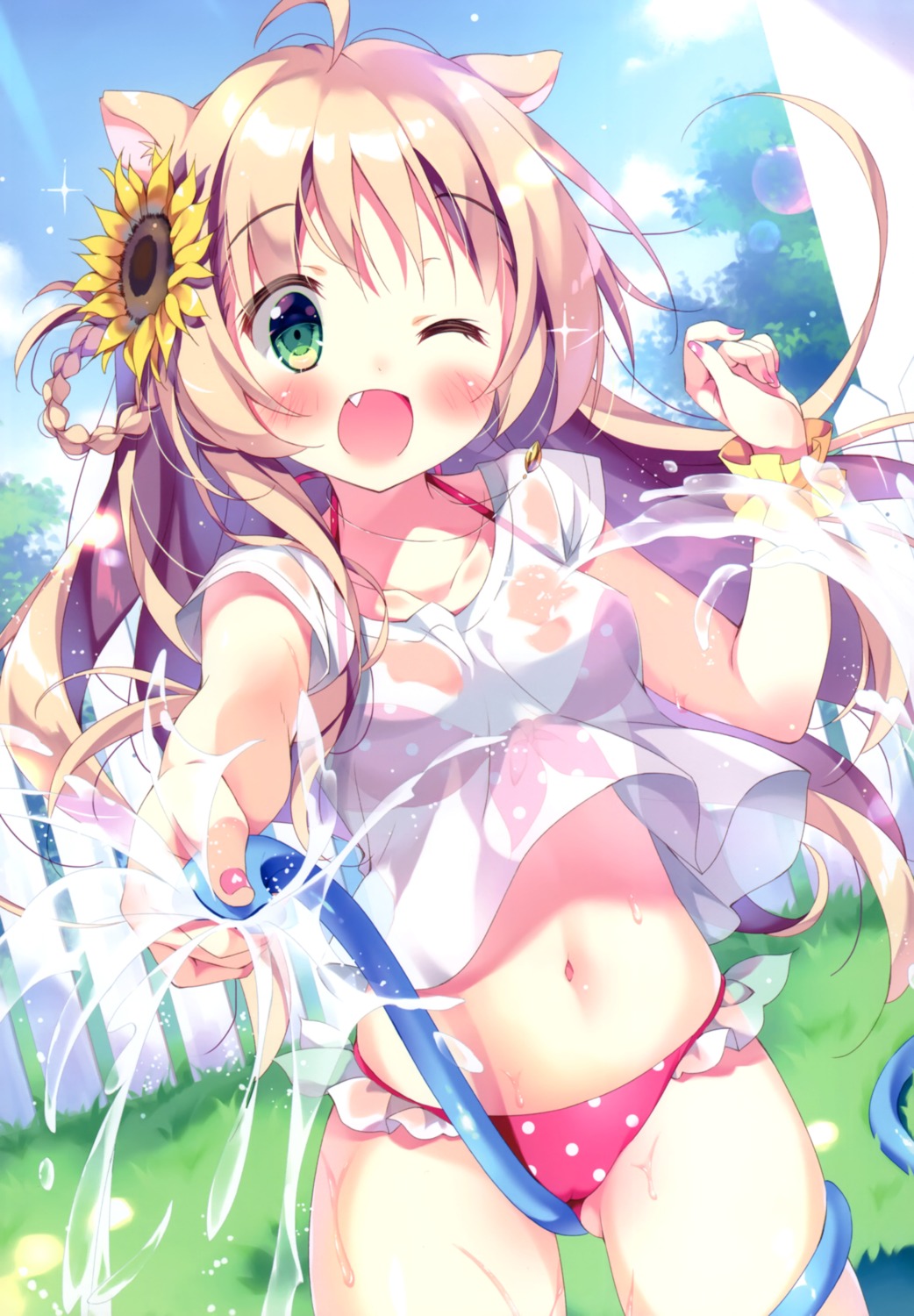 animal_ears bikini pan possible_duplicate see_through swimsuits wet_clothes