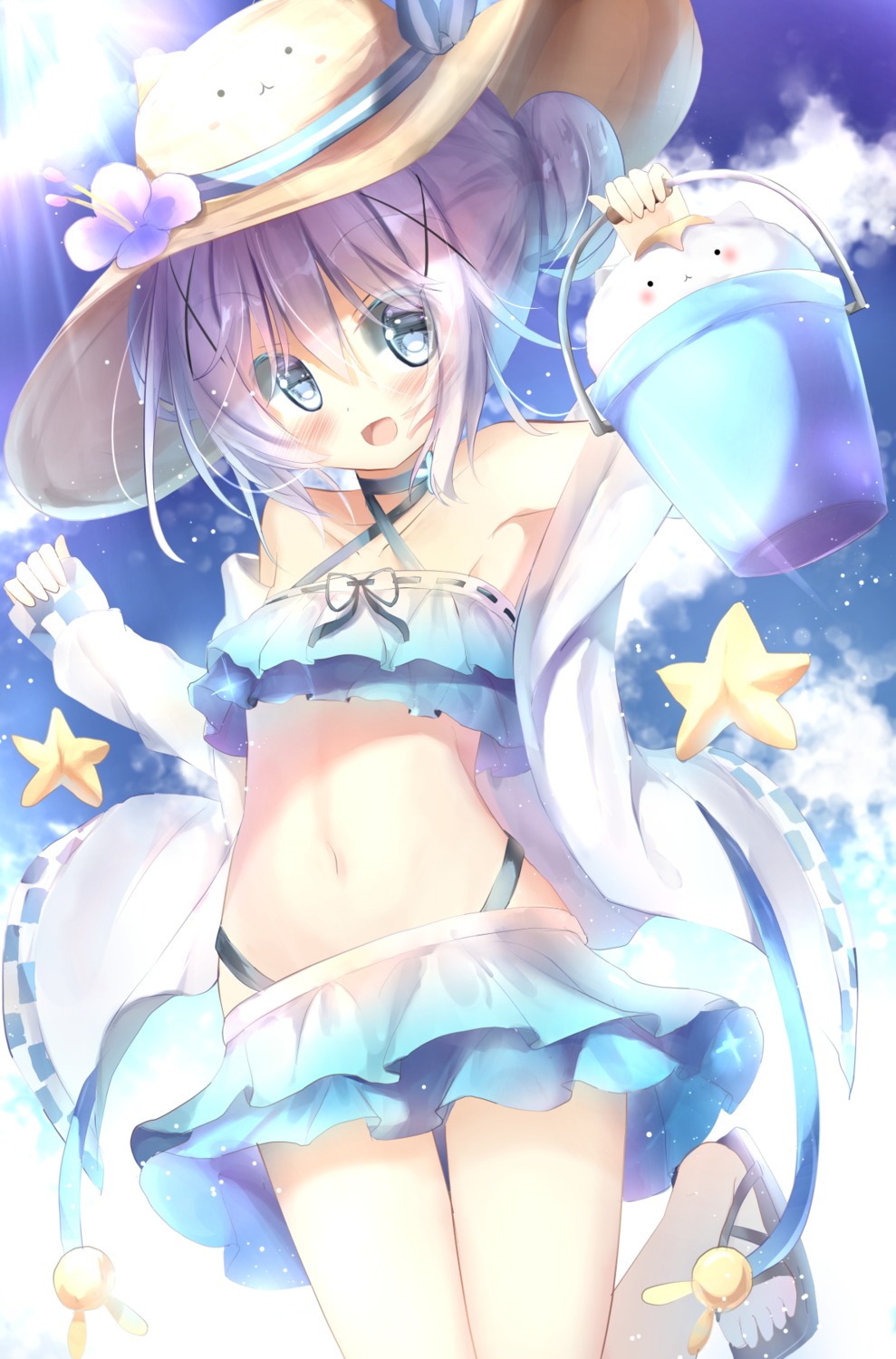 bikini gochuumon_wa_usagi_desu_ka? kafuu_chino open_shirt swimsuits yonjyuugo