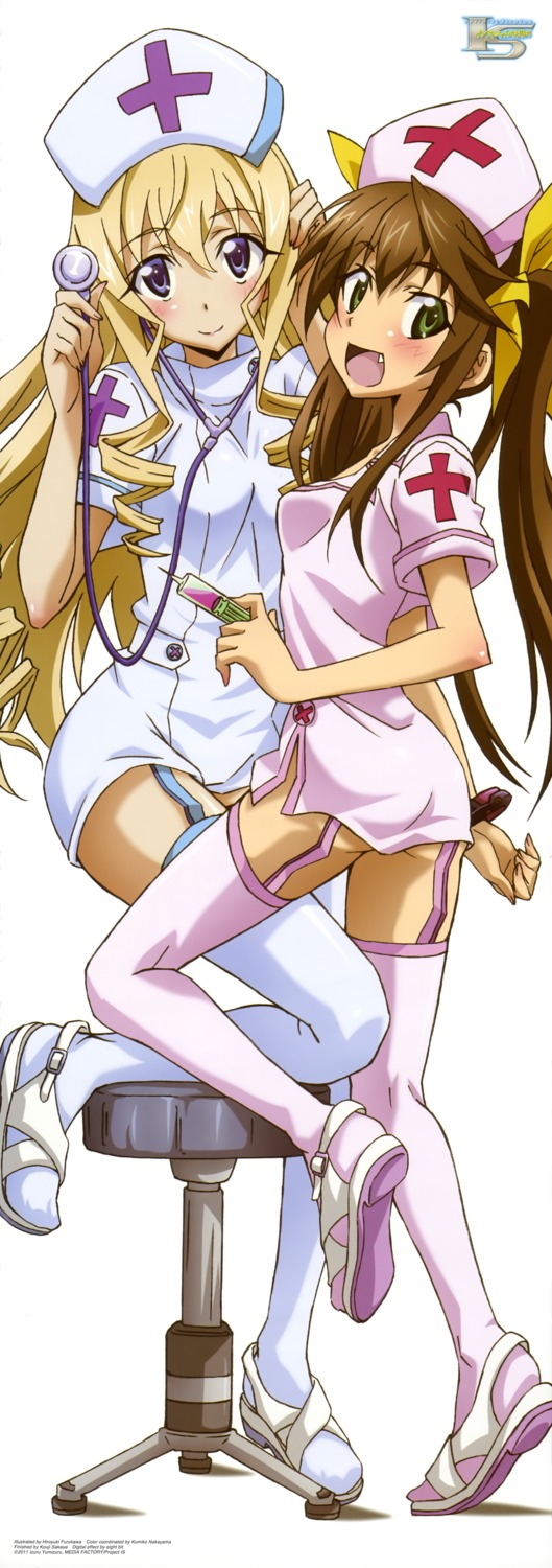 cecilia_alcott furukawa_hiroyuki huang_lingyin infinite_stratos nurse screening stick_poster stockings thighhighs