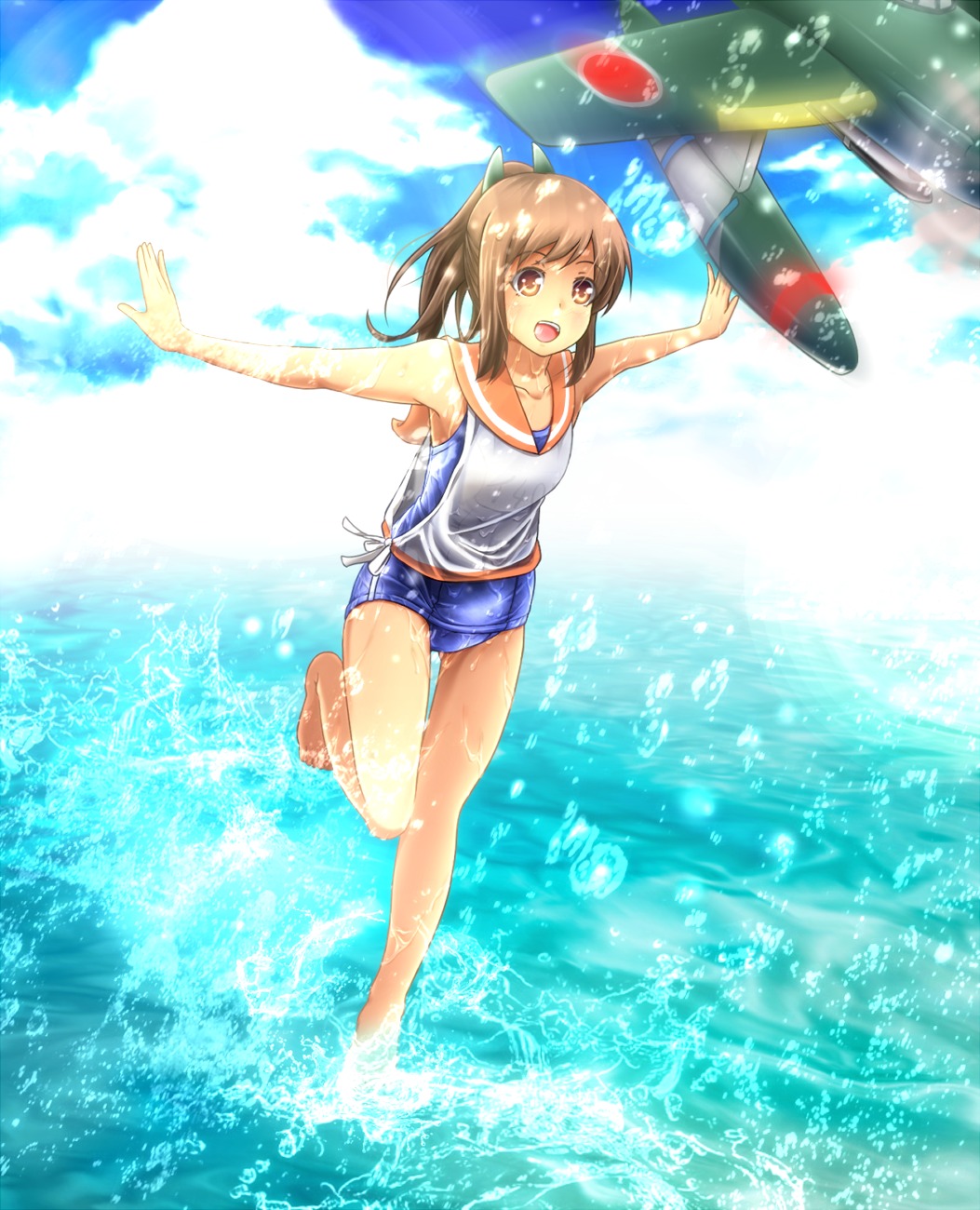 evandragon i-401_(kancolle) kantai_collection school_swimsuit swimsuits wet