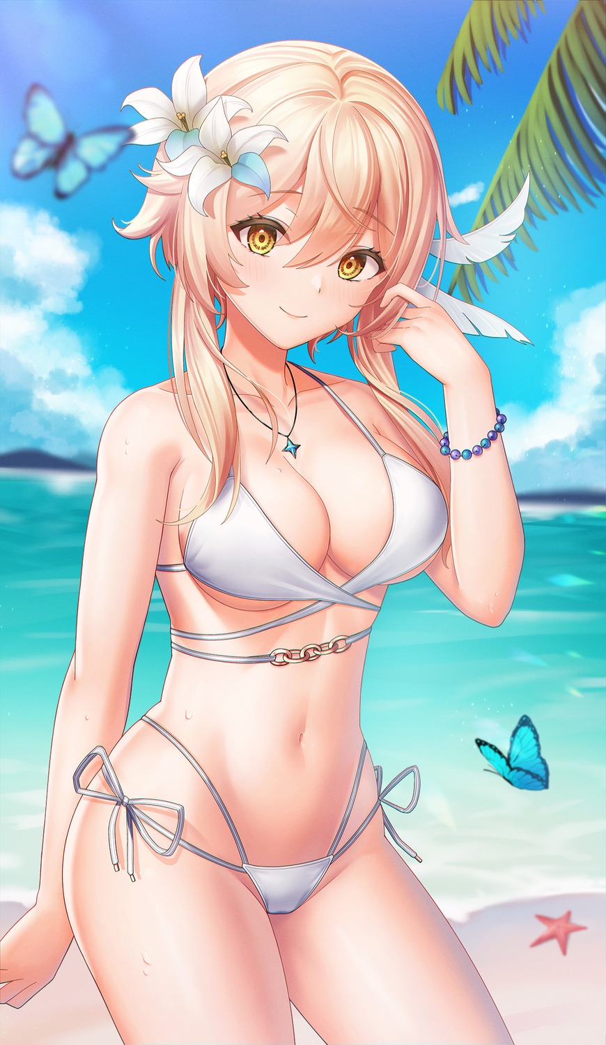 bikini genshin_impact lumine subob swimsuits thong