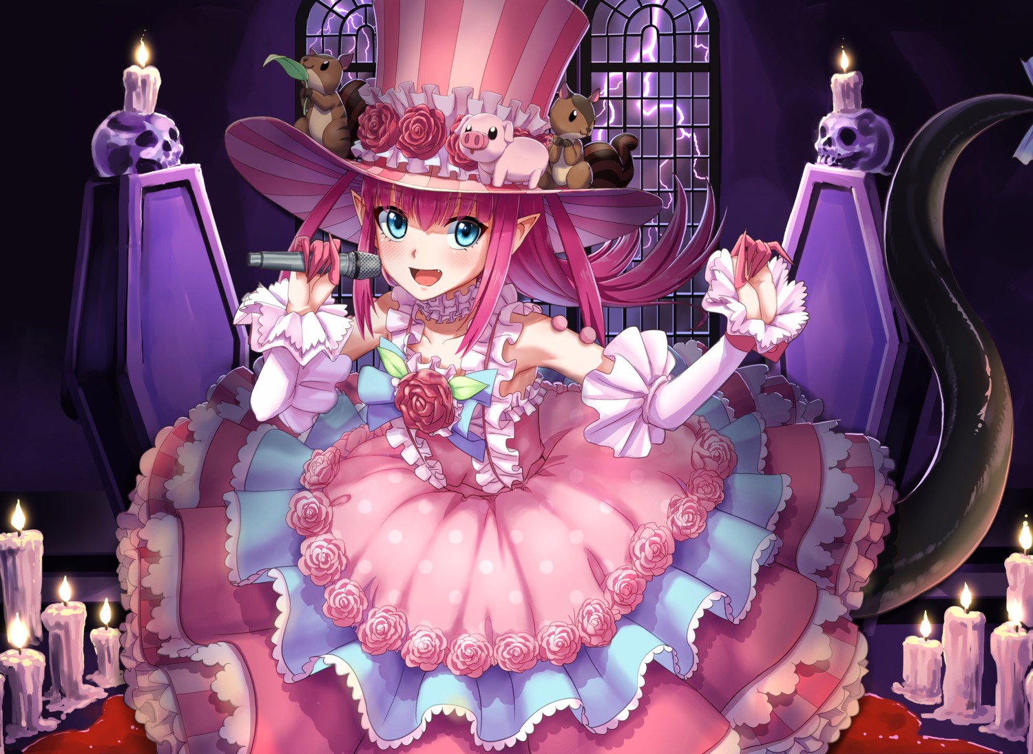 dousunnen dress elizabeth_bathory fate/grand_order lolita_fashion pointy_ears tail