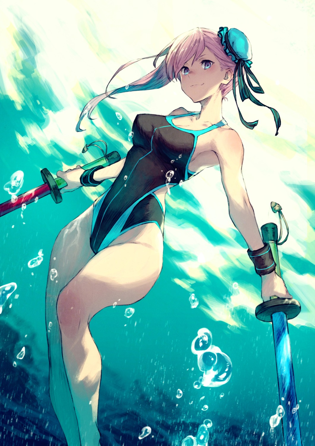 fate/grand_order kusano_shinta miyamoto_musashi_(fate) swimsuits sword