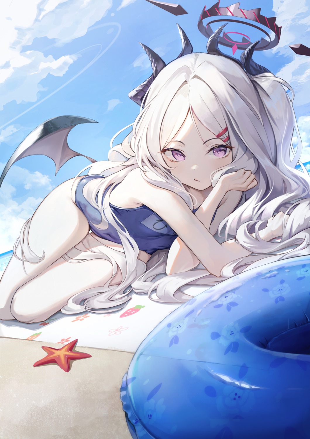 blue_archive dampi devil halo horns loli school_swimsuit sorasaki_hina swimsuits wings