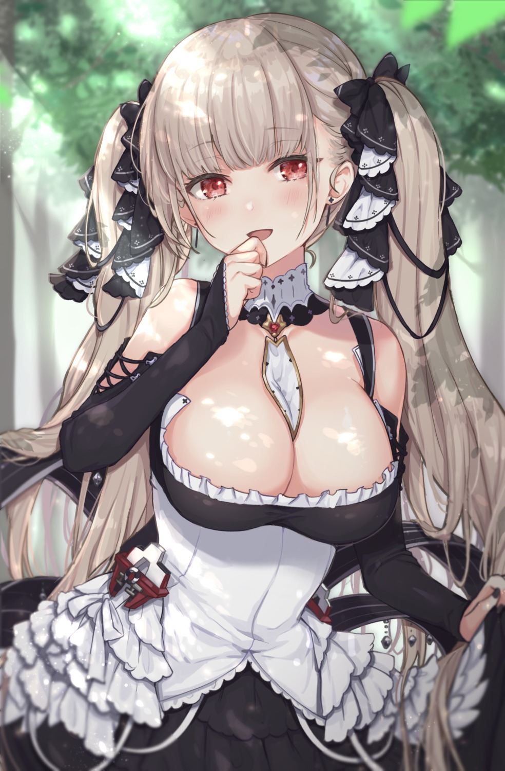 azur_lane cleavage formidable_(azur_lane) gothic_lolita kon_(k0n16) lolita_fashion no_bra skirt_lift